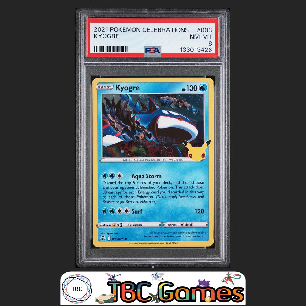 Kyogre Celebrations Holo #003 PSA 8 Front