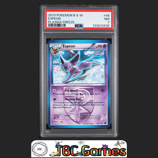 Espeon Black & White Plasma Freeze #48 Non-Holo PSA 7 Front