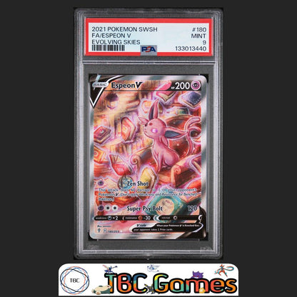 Espeon V Alt Art Evolving Skies #180 PSA 9 Front