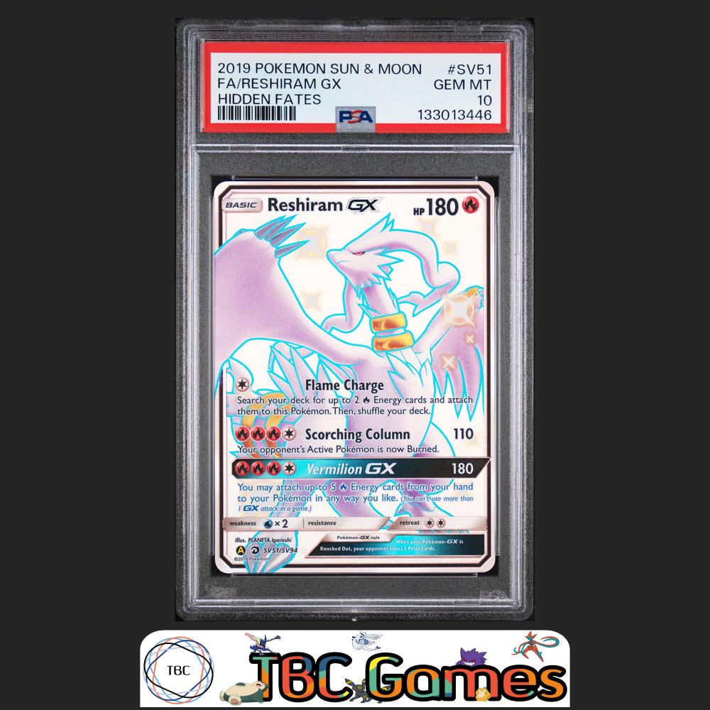 Reshiram GX Hidden Fates #SV51 PSA 10 Front