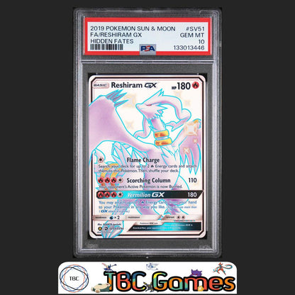 Reshiram GX Hidden Fates #SV51 PSA 10 Front