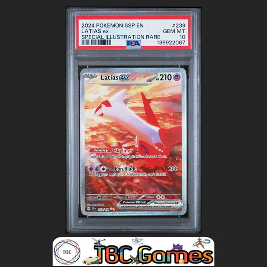 Latias ex Surging Sparks #239 Special Illustration Rare PSA 10 Front