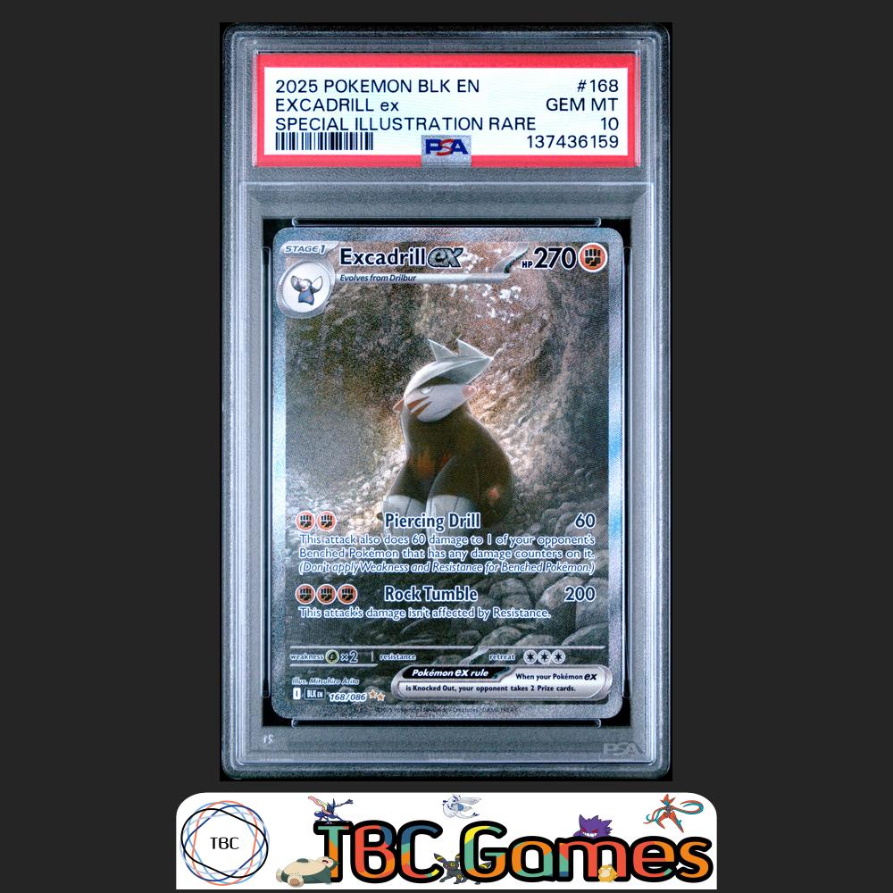 Excadrill ex Pokemon Black Bolt #168 Special Illustration Rare PSA 10 Front