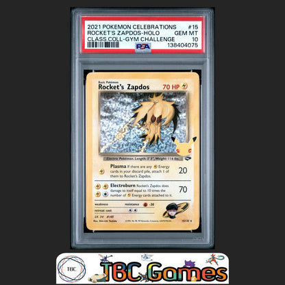 Rocket's Zapdos Holo Pokemon Celebrations Classic Collection #15 PSA 10 Front