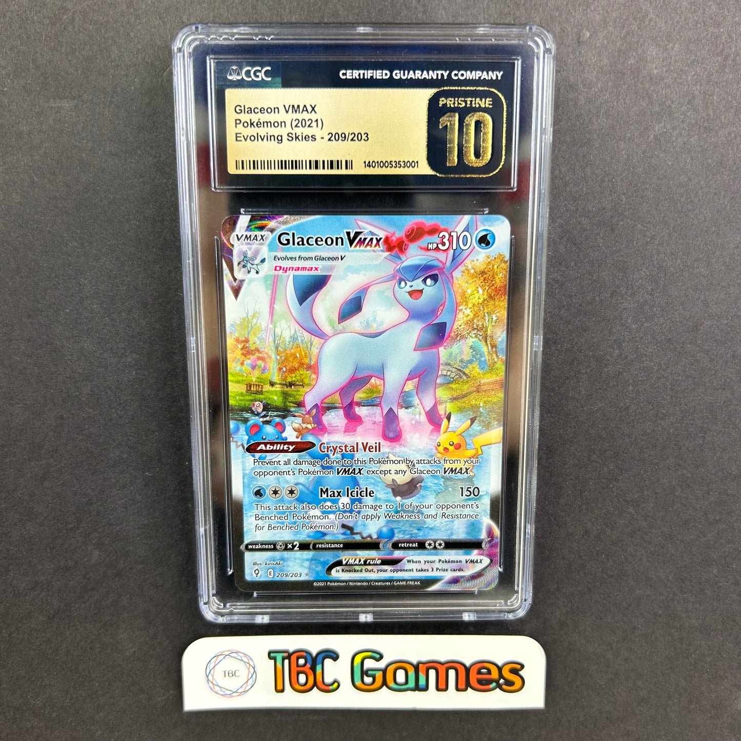 Glaceon VMAX Alt Art Evolving Skies #209 Pristine CGC 10