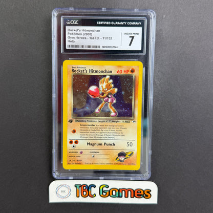 Rocket's Hitmonchan Gym Heroes 1st Edition Holo #11 CGC 7 Front