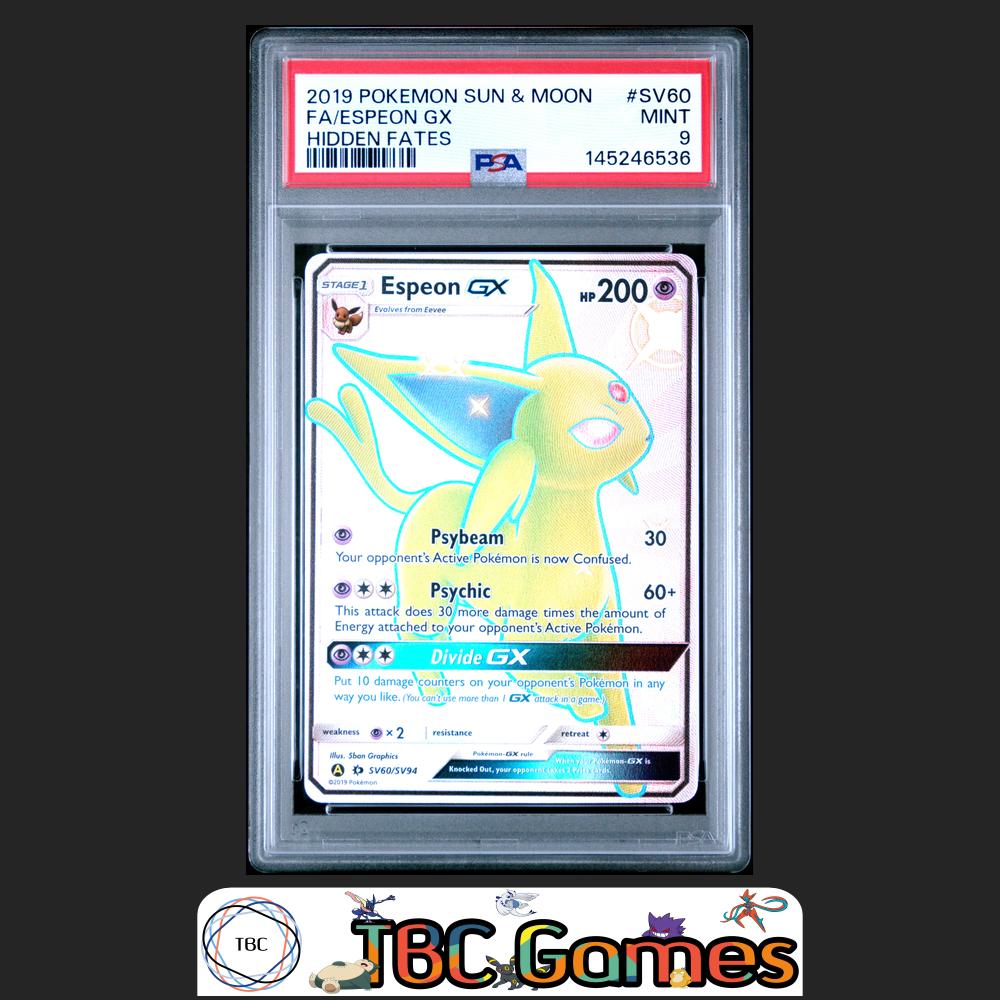 Espeon GX Hidden Fates SV60 PSA 9 Front