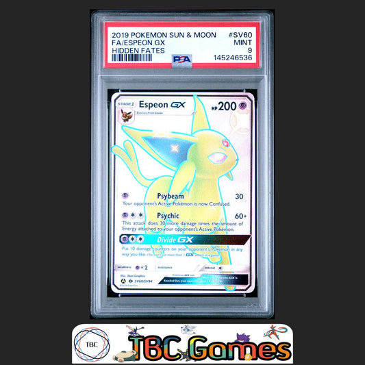 Espeon GX Hidden Fates SV60 PSA 9 Front