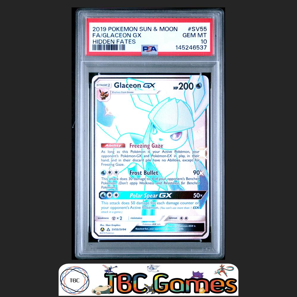 Glaceon GX Hidden Fates SV55 PSA 10 Front