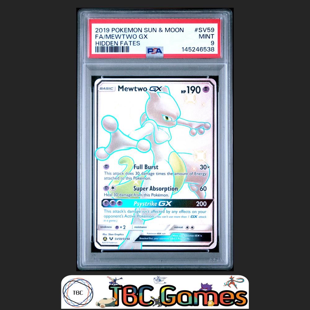 Mewtwo GX Hidden Fates #SV59 PSA 9 Front