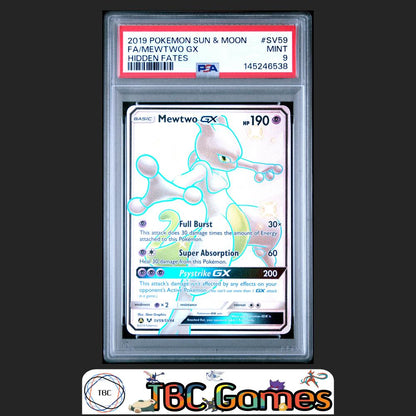 Mewtwo GX Hidden Fates #SV59 PSA 9 Front