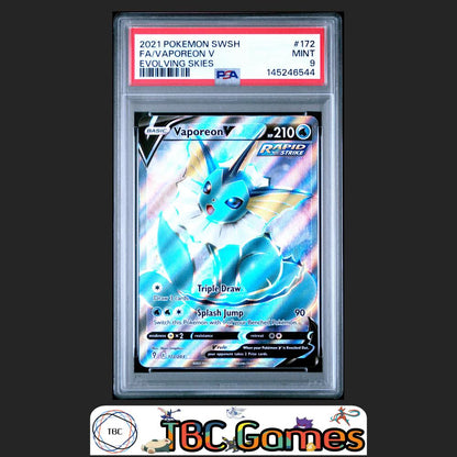 Vaporeon V Evolving Skies 172/203 PSA 9 Front