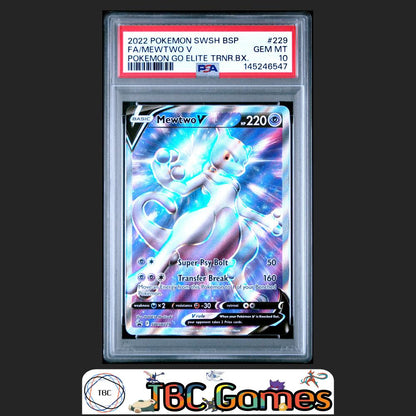 Mewtwo V SWSH229 Pokemon GO Elite Trainer Box PSA 10 Front