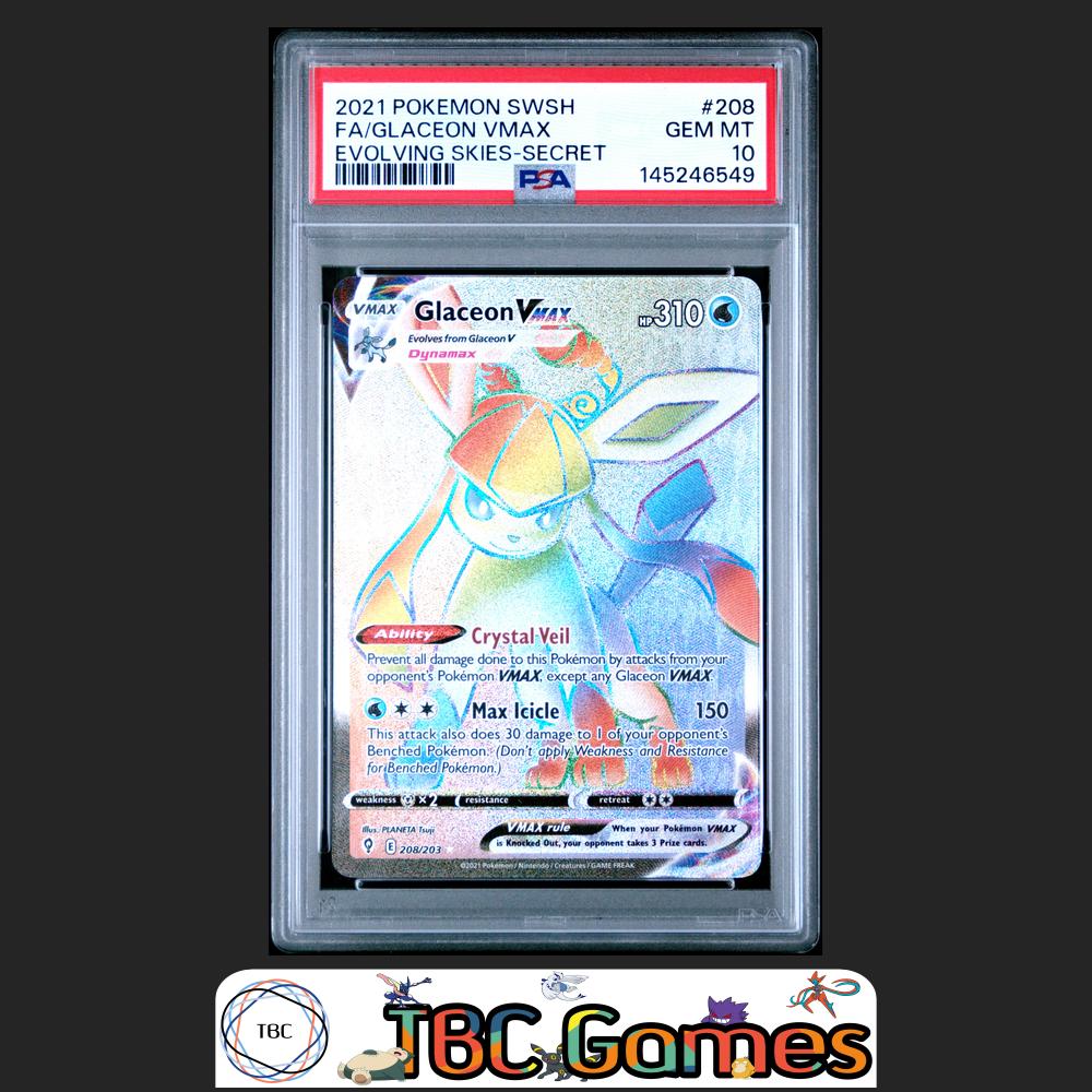 Glaceon VMAX Evolving Skies #208 Secret PSA 10 Front