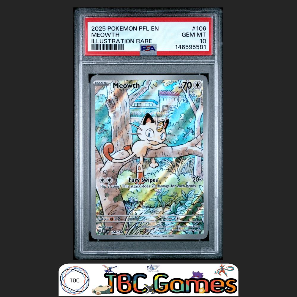 Meowth Pokemon Phantasmal Flames #106 Illustration Rare PSA 10 Front