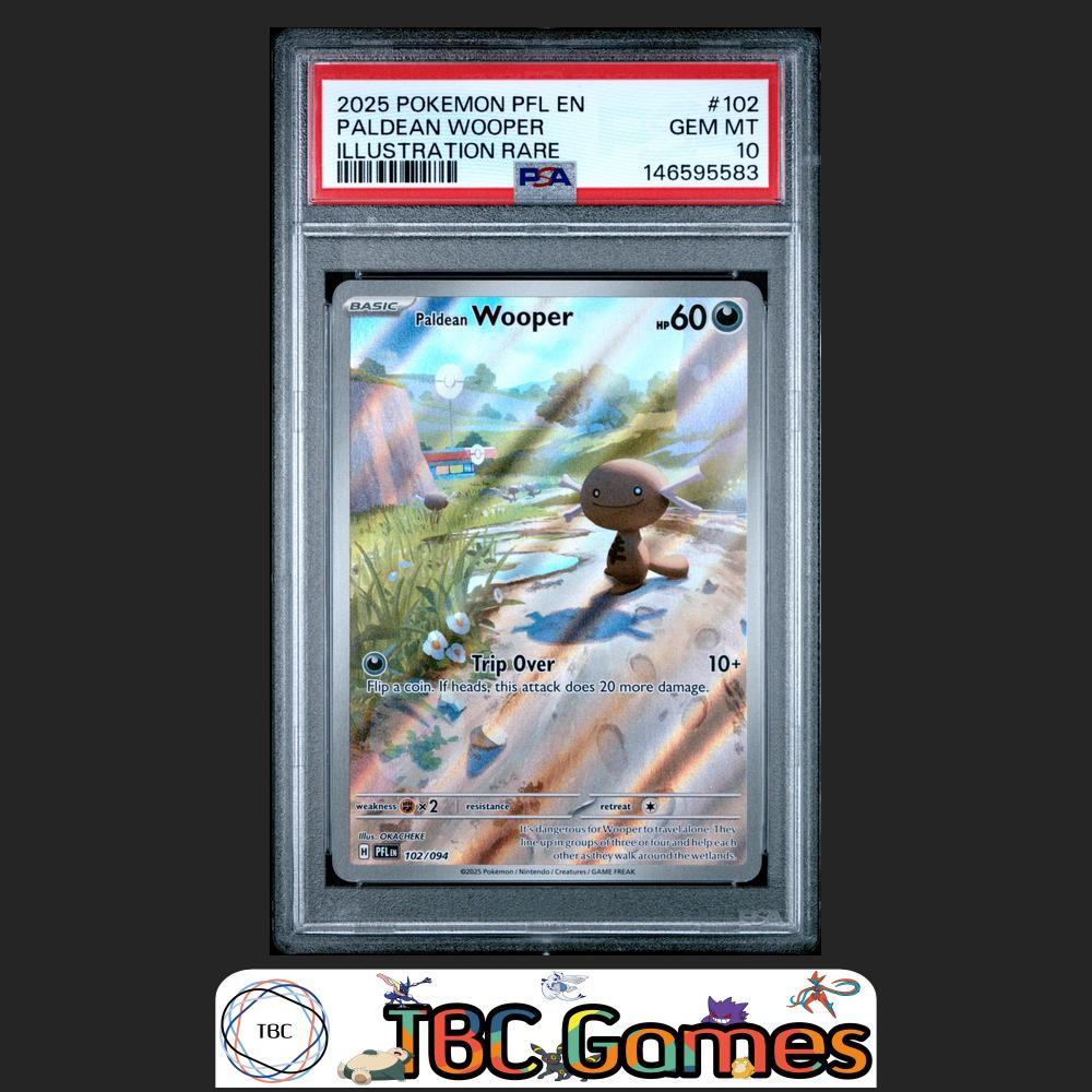 Paldean Wooper Pokemon Phantasmal Flames #102 Illustration Rare PSA 10 Front