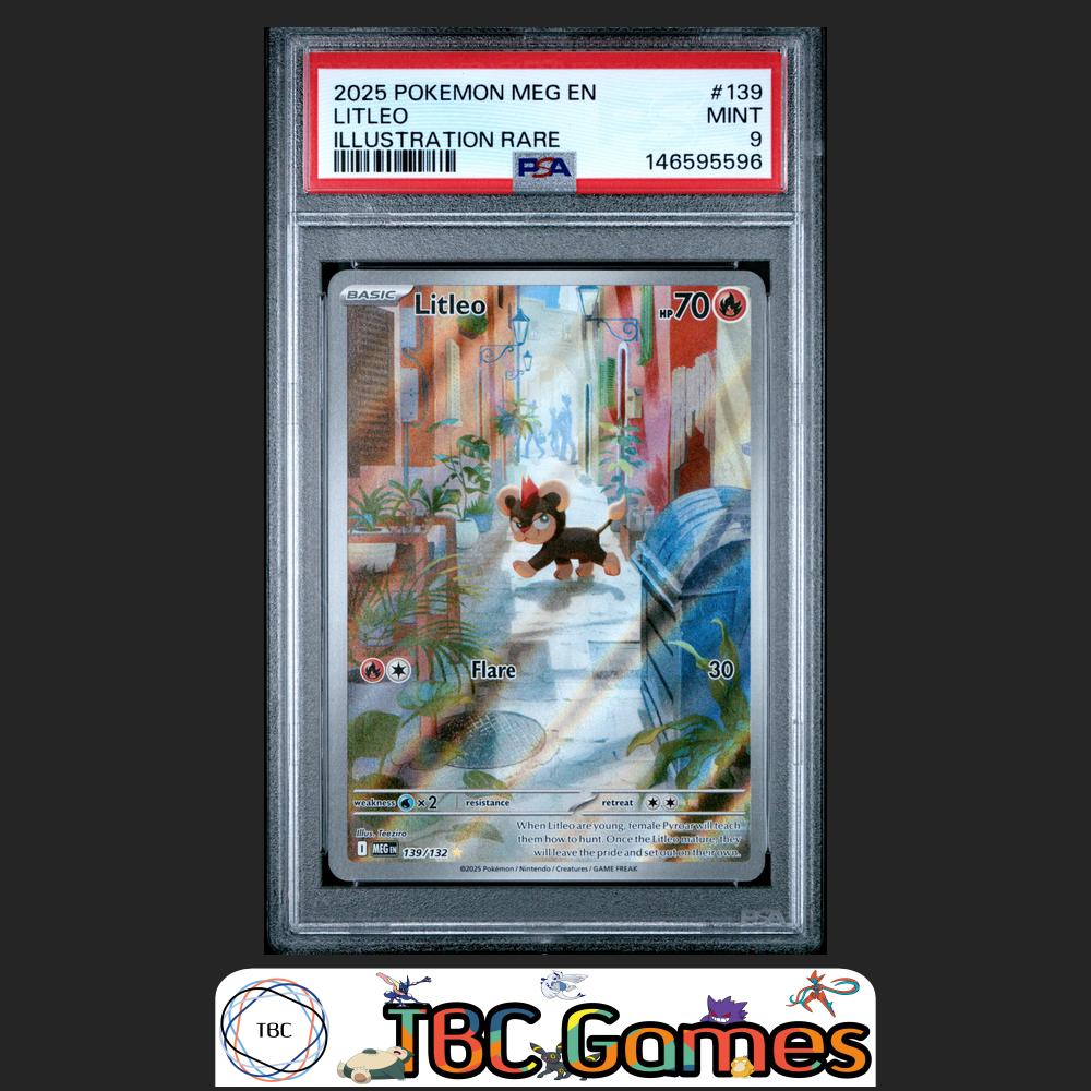 Litleo Pokemon Mega Evolution #139 Illustration Rare PSA 9 Front