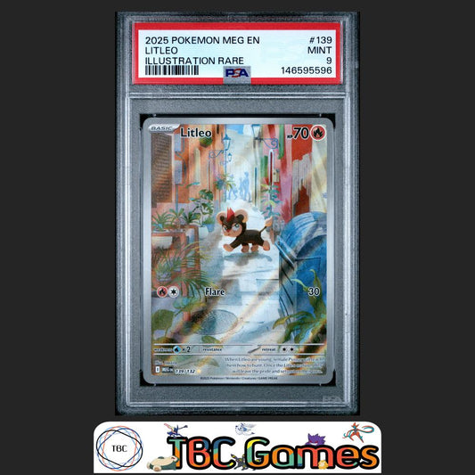 Litleo Pokemon Mega Evolution #139 Illustration Rare PSA 9 Front