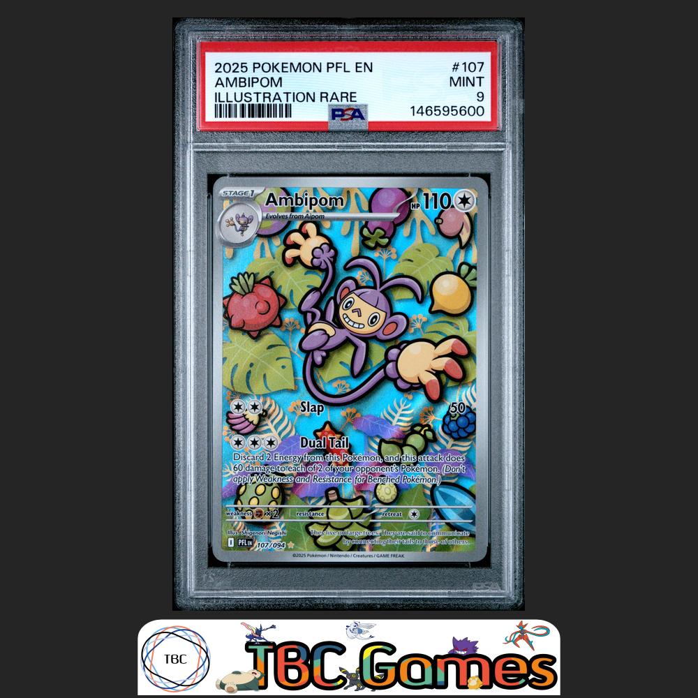 Ambipom Pokemon Phantasmal Flames #107 Illustration Rare PSA 9 Front
