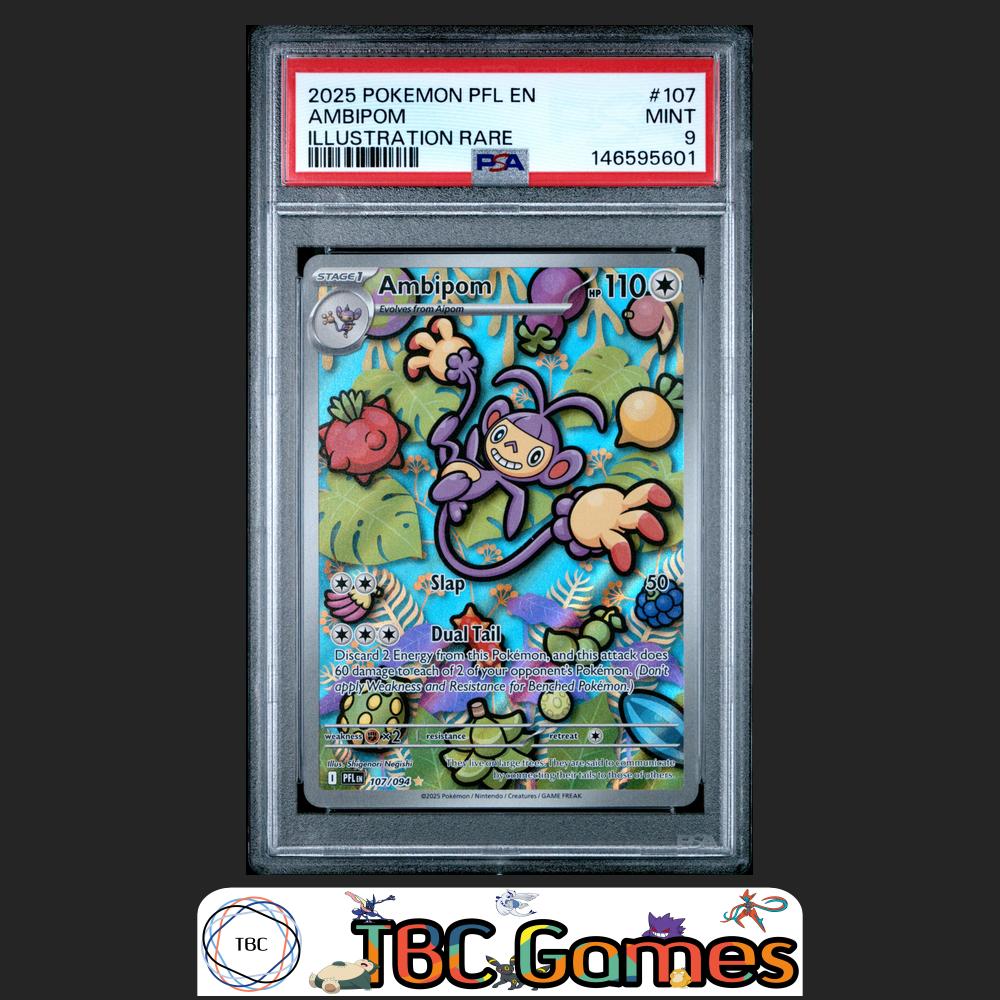 Ambipom Pokemon Phantasmal Flames #107 Illustration Rare PSA 9 Front