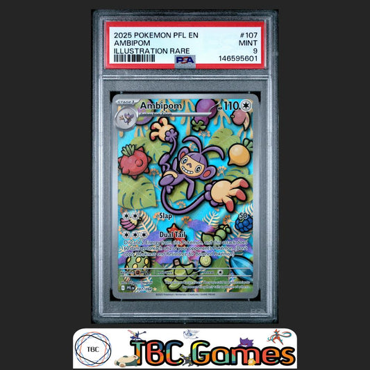 Ambipom Pokemon Phantasmal Flames #107 Illustration Rare PSA 9 Front