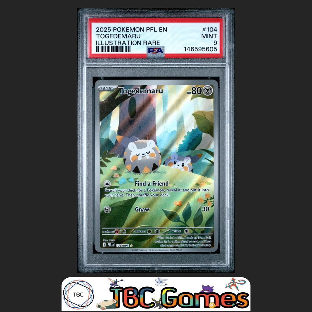 Togedemaru Pokemon Phantasmal Flames #104 Illustration Rare PSA 9 Front