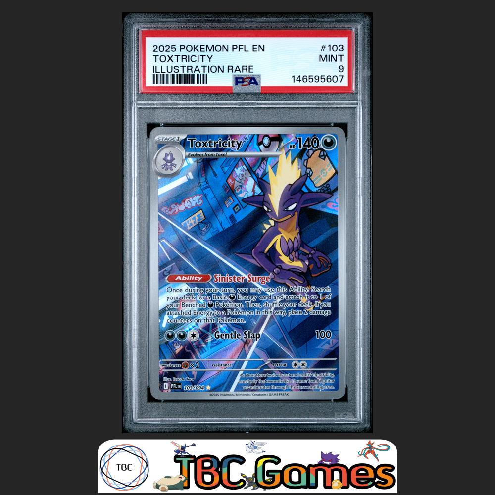 Toxtricity Pokemon Phantasmal Flames #103 Illustration Rare PSA 9 Front