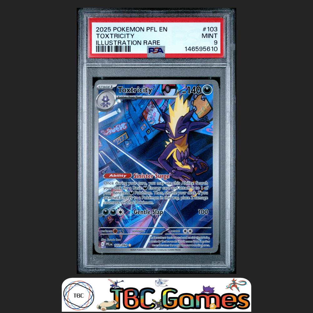 Toxtricity Pokemon Phantasmal Flames #103 Illustration Rare PSA 9 Front