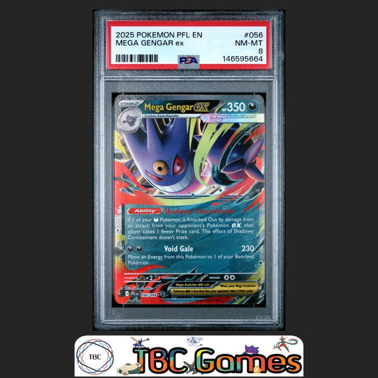 Mega Gengar Ex Pokemon Phantasmal Flames #056 PSA 8 Front