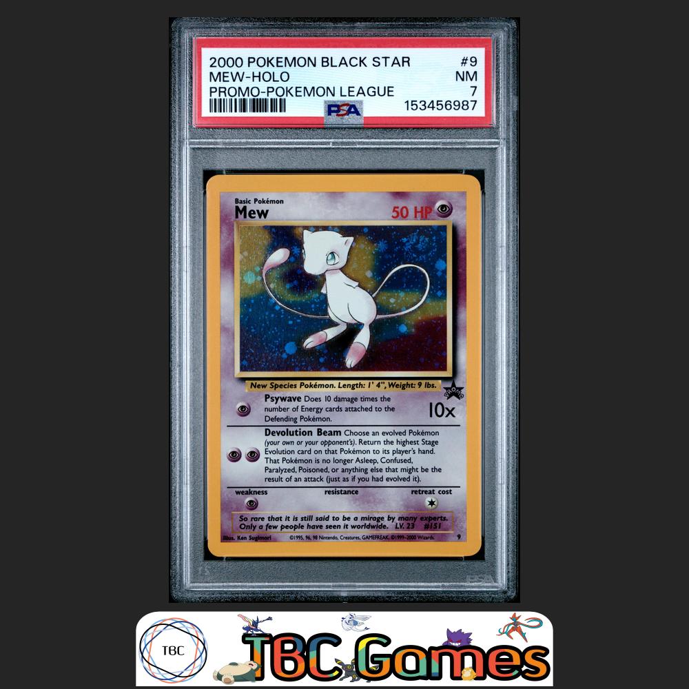 Mew Black Star Promo #9 Holo Pokemon League PSA 7 SWIRL Front