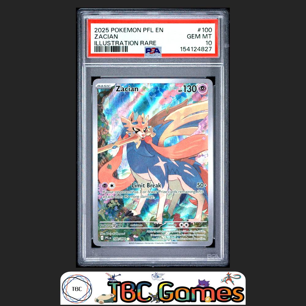 Zacian Pokemon Phantasmal Flames #100 Illustration Rare PSA 10 Front