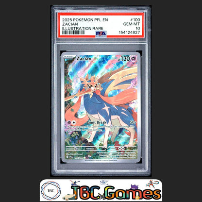 Zacian Pokemon Phantasmal Flames #100 Illustration Rare PSA 10 Front