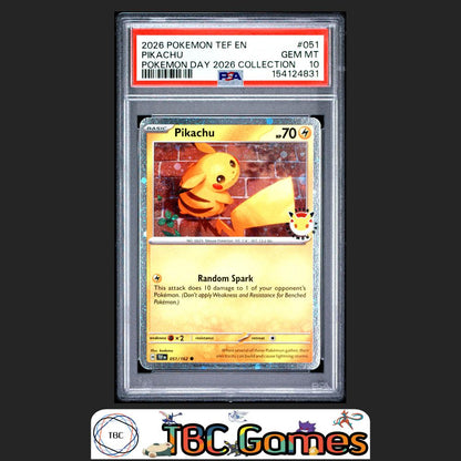 Pikachu Pokemon Temporal Forces #051 Pokemon Day 2026 Collection PSA 10 Front