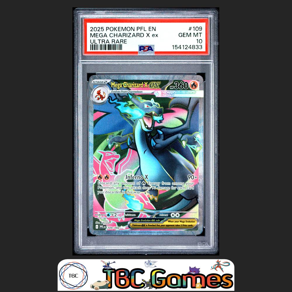 Mega Charizard X ex Pokemon Phantasmal Flames #109 Ultra Rare PSA 10 Front
