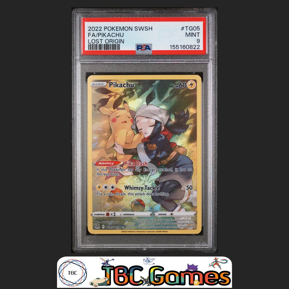 Pikachu Pokemon Sword & Shield Lost Origin #TG05 PSA 9 Front