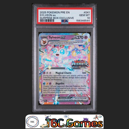 Sylveon Ex Prismatic Evolutions #041 Surprise Box Exclusive PSA 10 Front