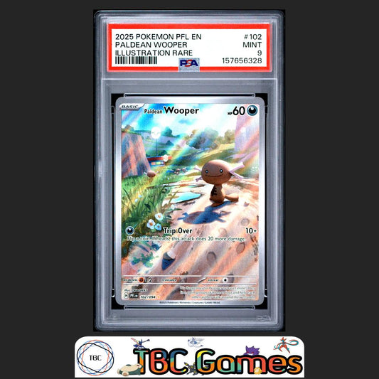 Paldean Wooper Pokemon Phantasmal Flames #102 Illustration Rare PSA 9 Front