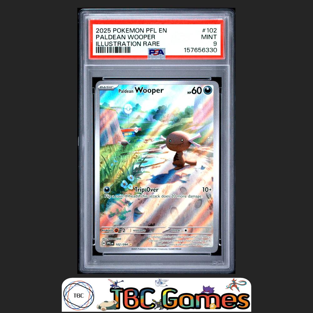 Paldean Wooper Pokemon Phantasmal Flames #102 Illustration Rare PSA 9 Front