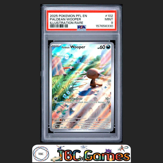 Paldean Wooper Pokemon Phantasmal Flames #102 Illustration Rare PSA 9 Front