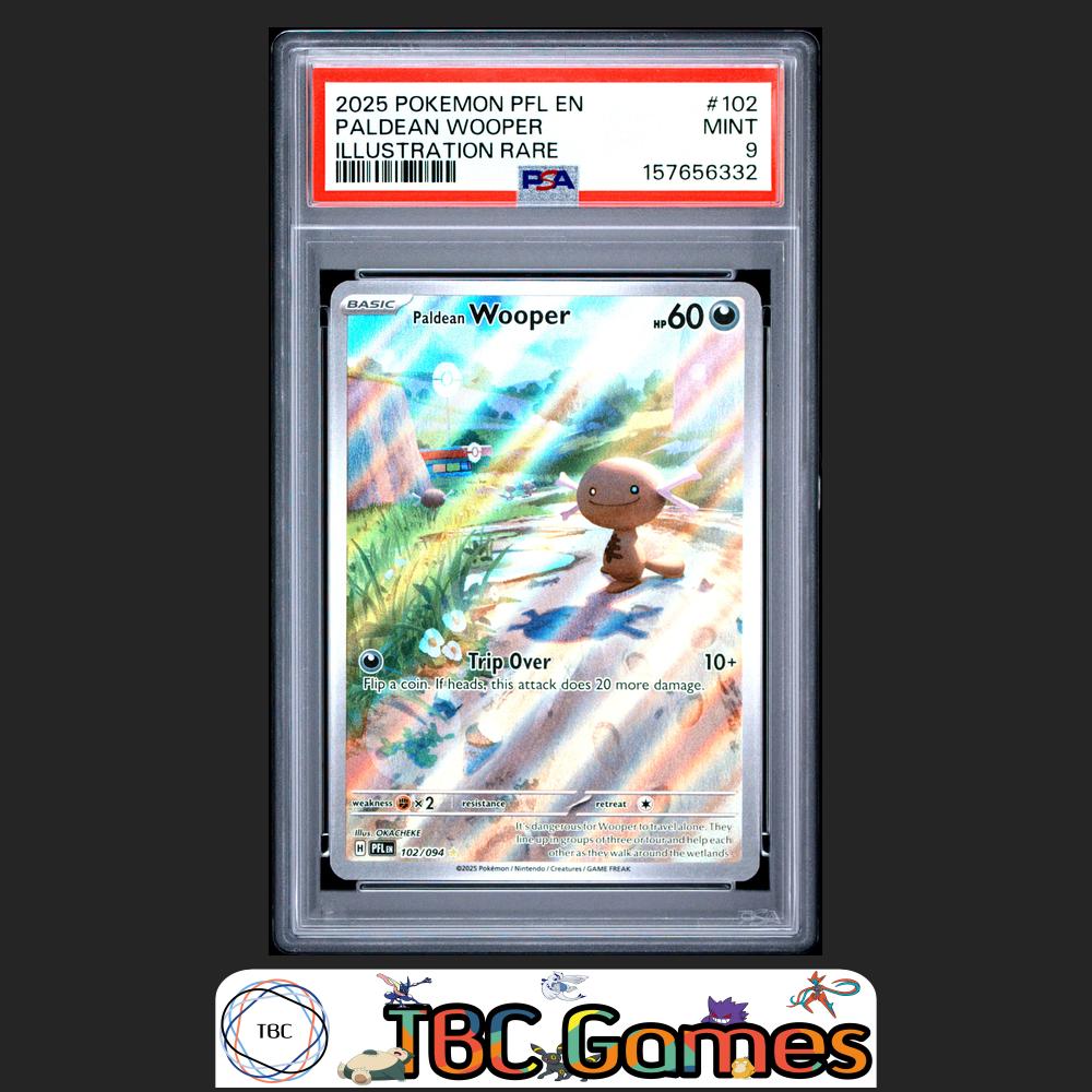 Paldean Wooper Pokemon Phantasmal Flames #102 Illustration Rare PSA 9 Front