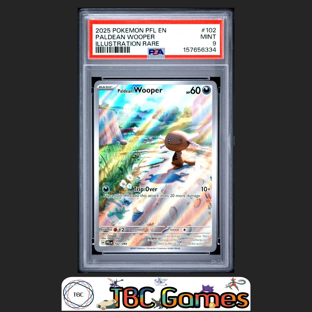 Paldean Wooper Pokemon Phantasmal Flames #102 Illustration Rare PSA 9 Front