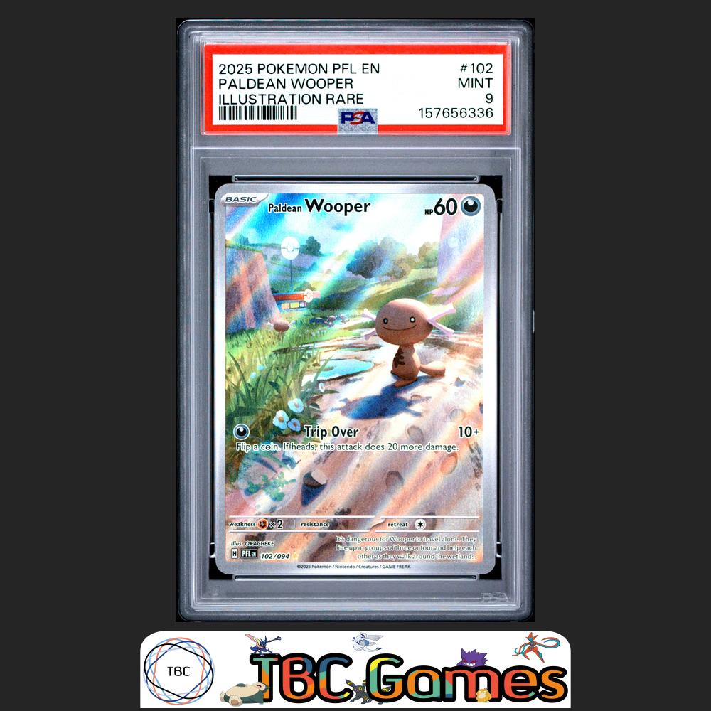 Paldean Wooper Pokemon Phantasmal Flames #102 Illustration Rare PSA 9 Front