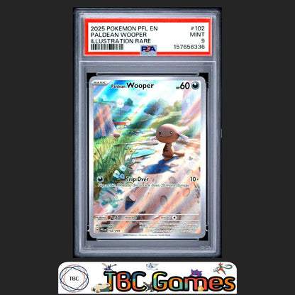 Paldean Wooper Pokemon Phantasmal Flames #102 Illustration Rare PSA 9 Front