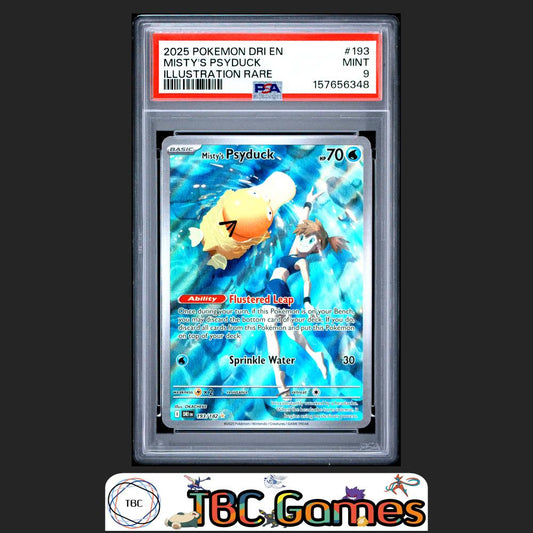 Misty's Psyduck Pokemon Destined Rivals #193 Illustration Rare PSA 9 Front