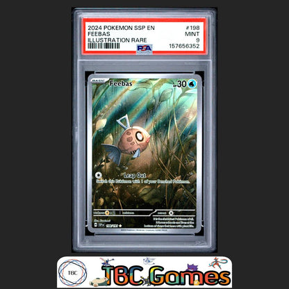Feebas Pokemon Surging Sparks #198 Illustration Rare PSA 9 Front