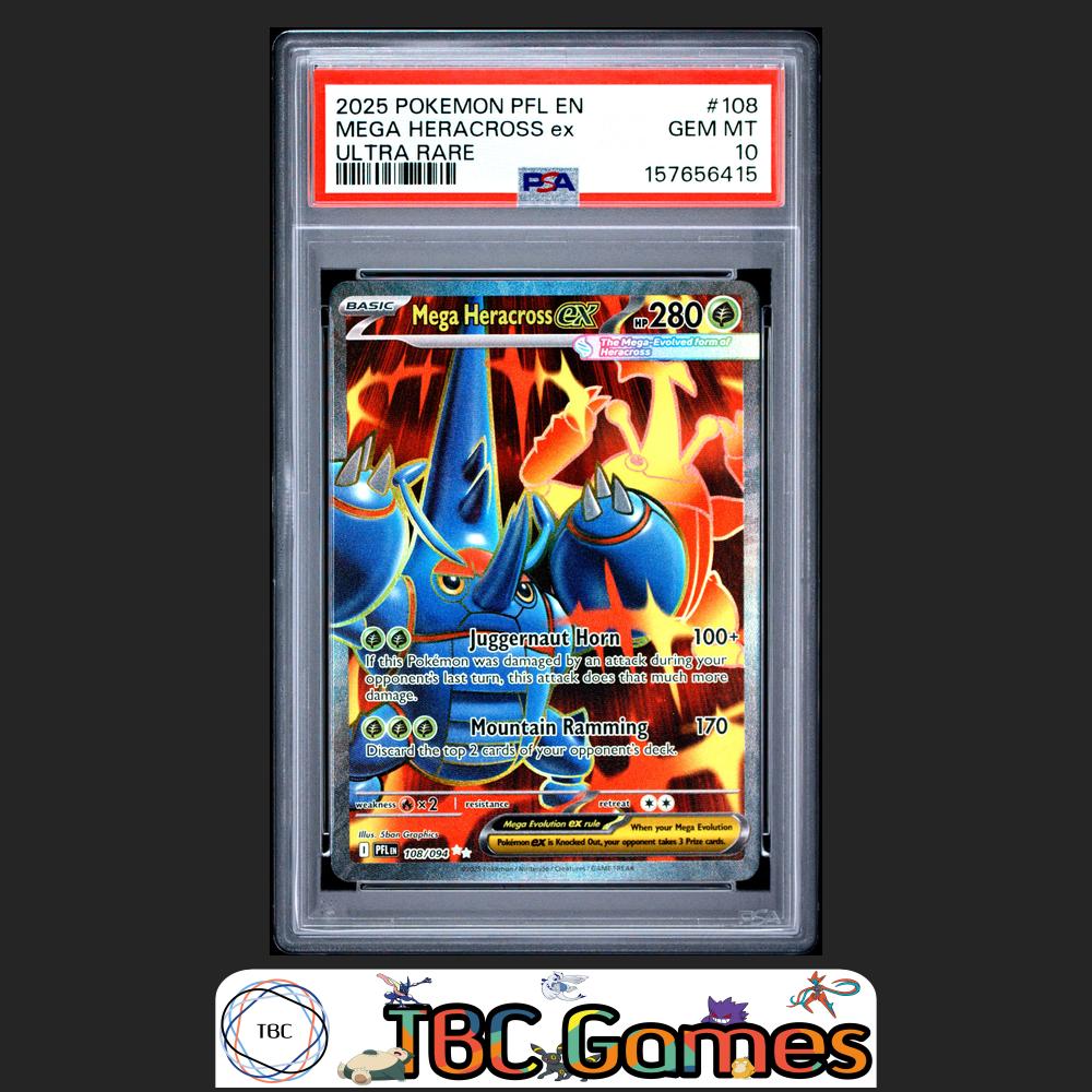 Mega Heracross ex Pokemon Phantasmal Flames #108 Ultra Rare PSA 10 Front