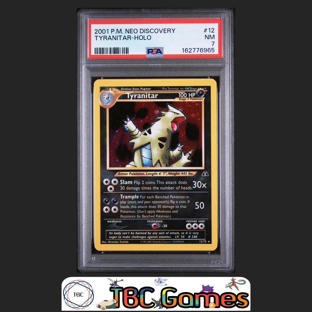 Tyranitar Holo Neo Discovery #12 PSA 7 Front