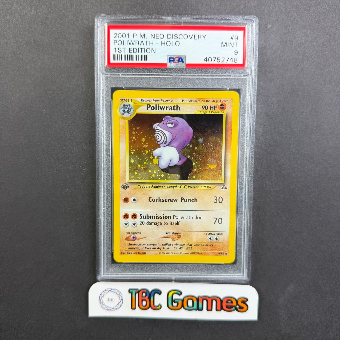 Poliwrath Neo Discovery 1st Edition Holo PSA 9