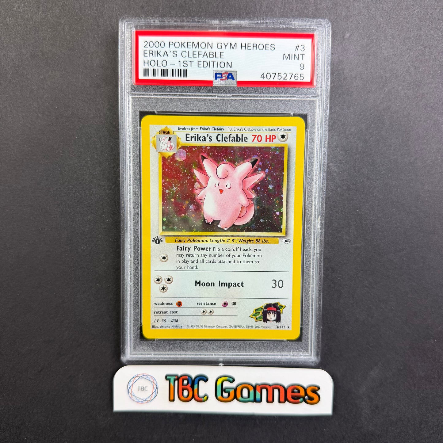 Erika's Clefable Gym Heroes 1st Edition Holo PSA 9