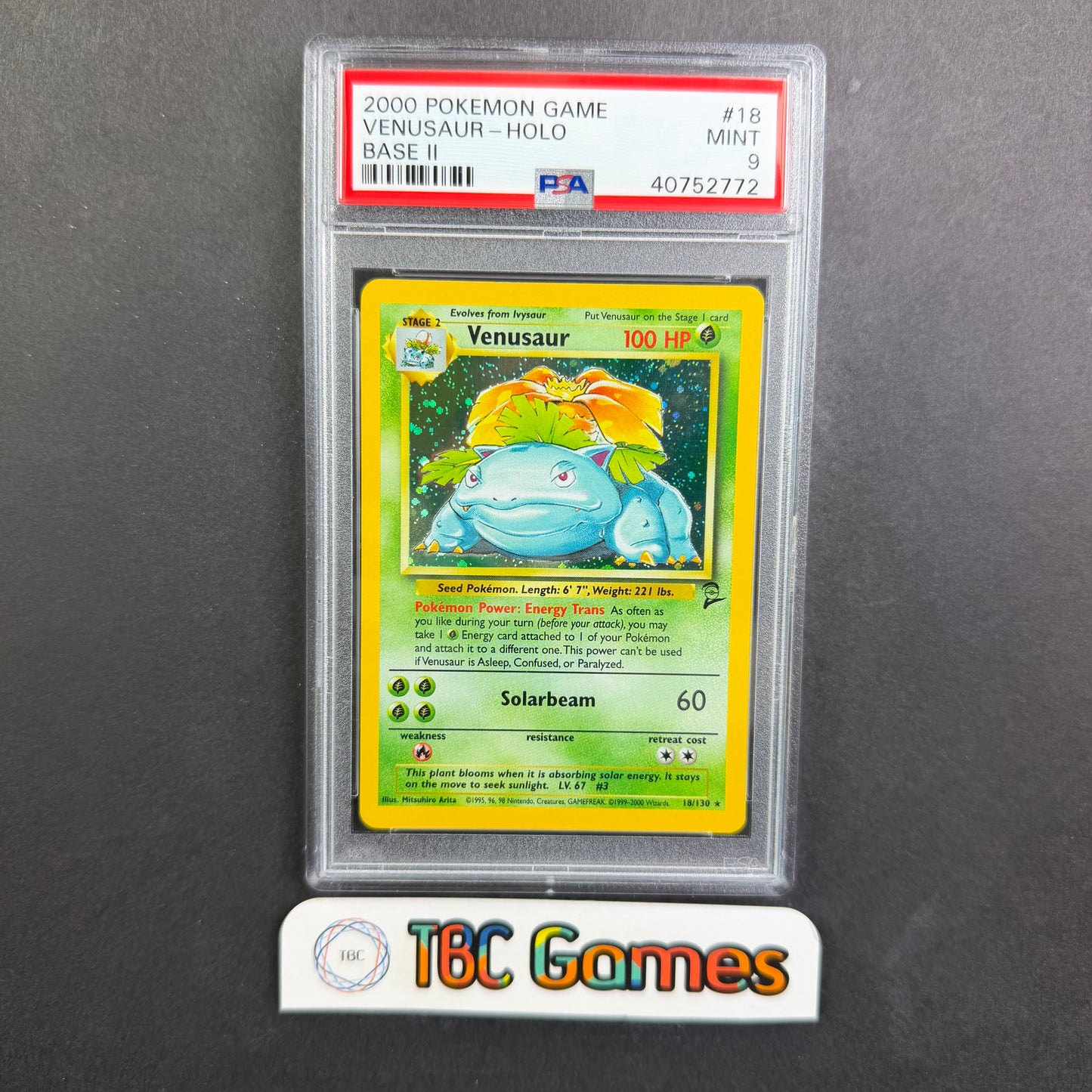 Venusaur Base Set 2 Holo PSA 9